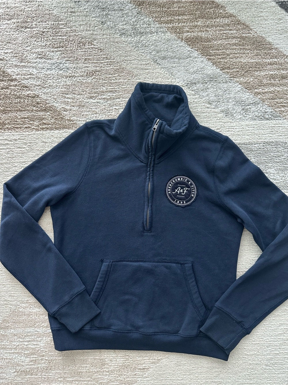 Abercrombie & Fitch Women’s Navy Half-Zip Pullover with Patch Size L